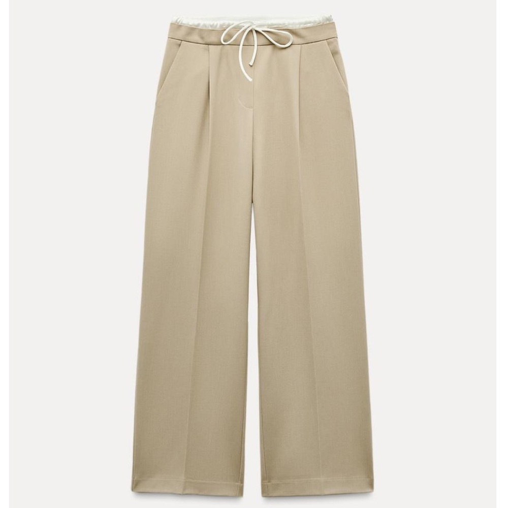 Zara Tan Wide-Leg Trousers